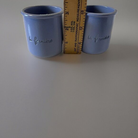 La Fermiere French Periwinkle Terra Cotta Glazed Yogurt Plant Pot Planter Clay - Picture 4 of 12